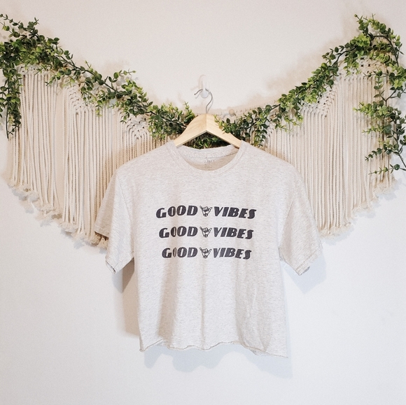 Brandy Melville Tops - BRANDY JOHN GALT Good Vibes Graphic Crop Tee